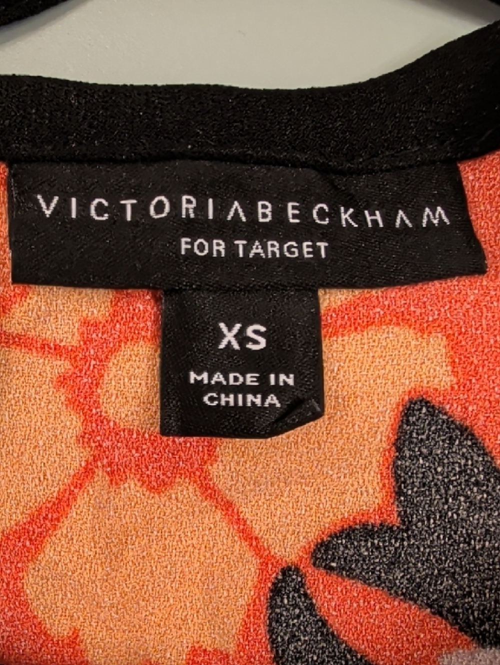 Victoria Beckham for Target Orange Floral Crepe Top Size XS | Retro Short Sleeve - Picture 6 of 8